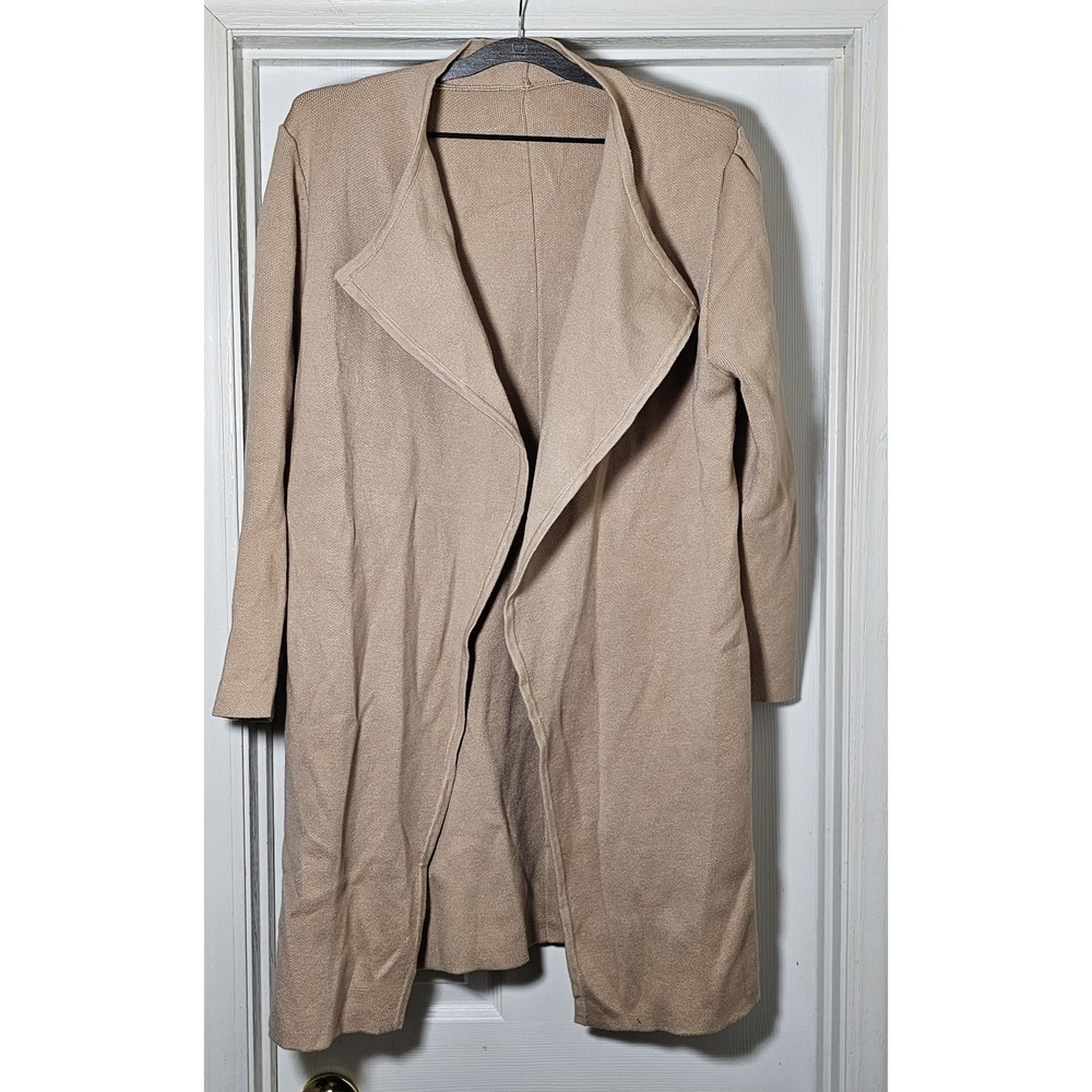 Chicwish Open‎ Front Cardigan Knit Sweater Coat Beige L/XL Pockets Soft